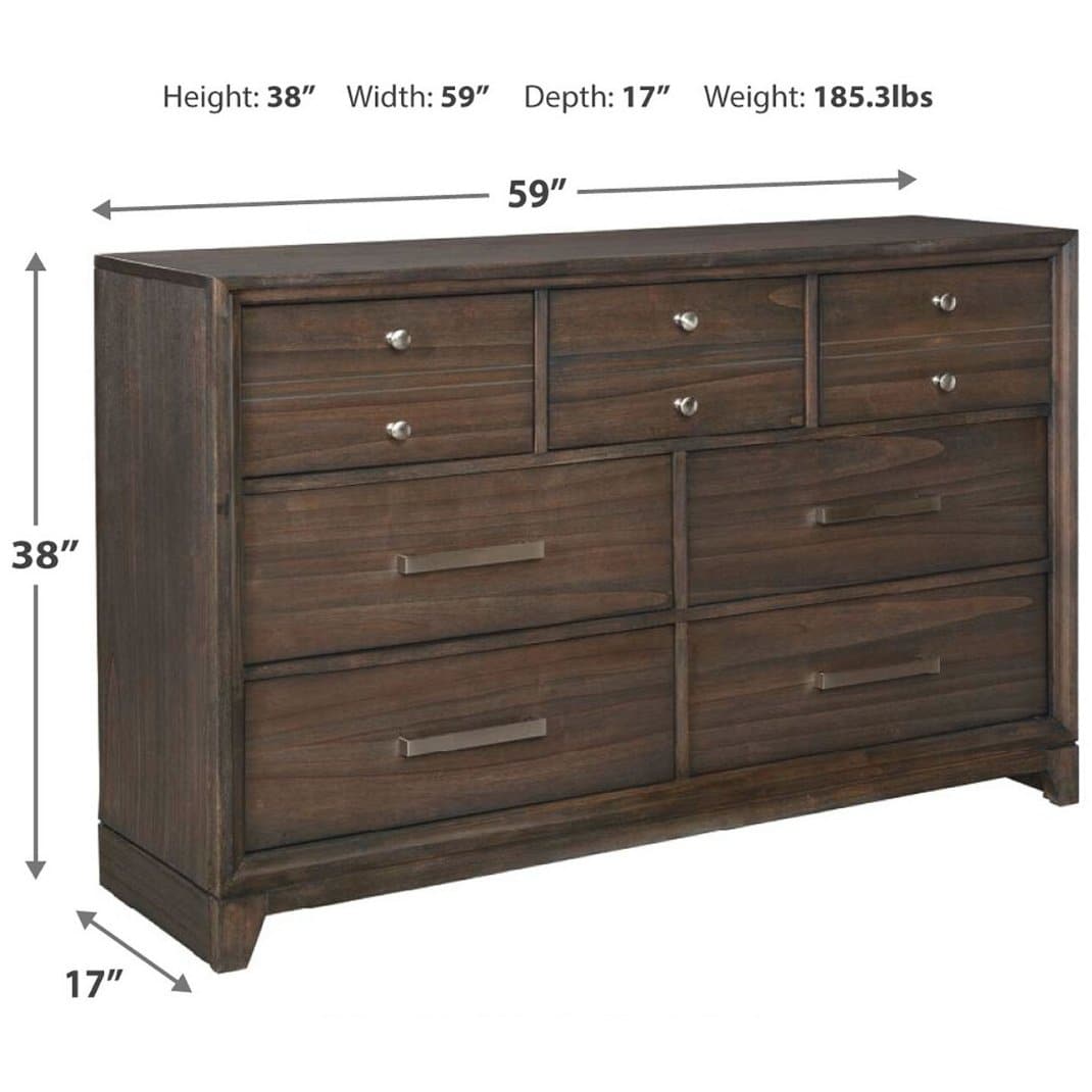 Transitional Seven Drawer Dresser in Chestnut - HER Home Design Boutique